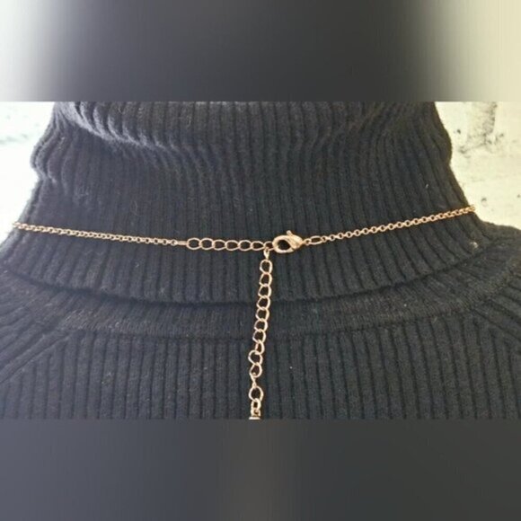 Rose Gold-Tone Halo Pendant Necklace w/ Sparkling Yellow Crystal Center - Picture 5 of 5